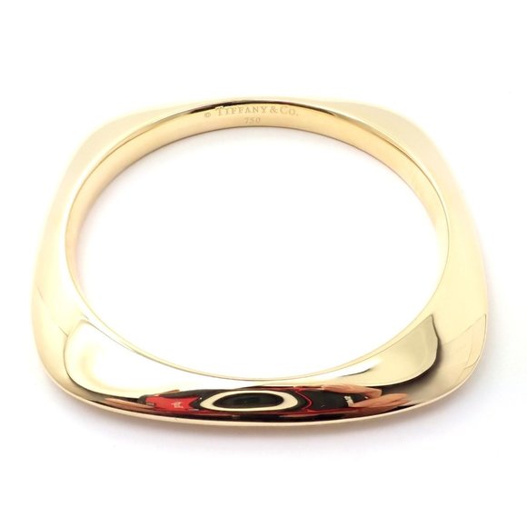 Authentic Tiffany & Co 18k Yellow Gold Cushion Square Bangle Bracelet - Picture 1 of 8